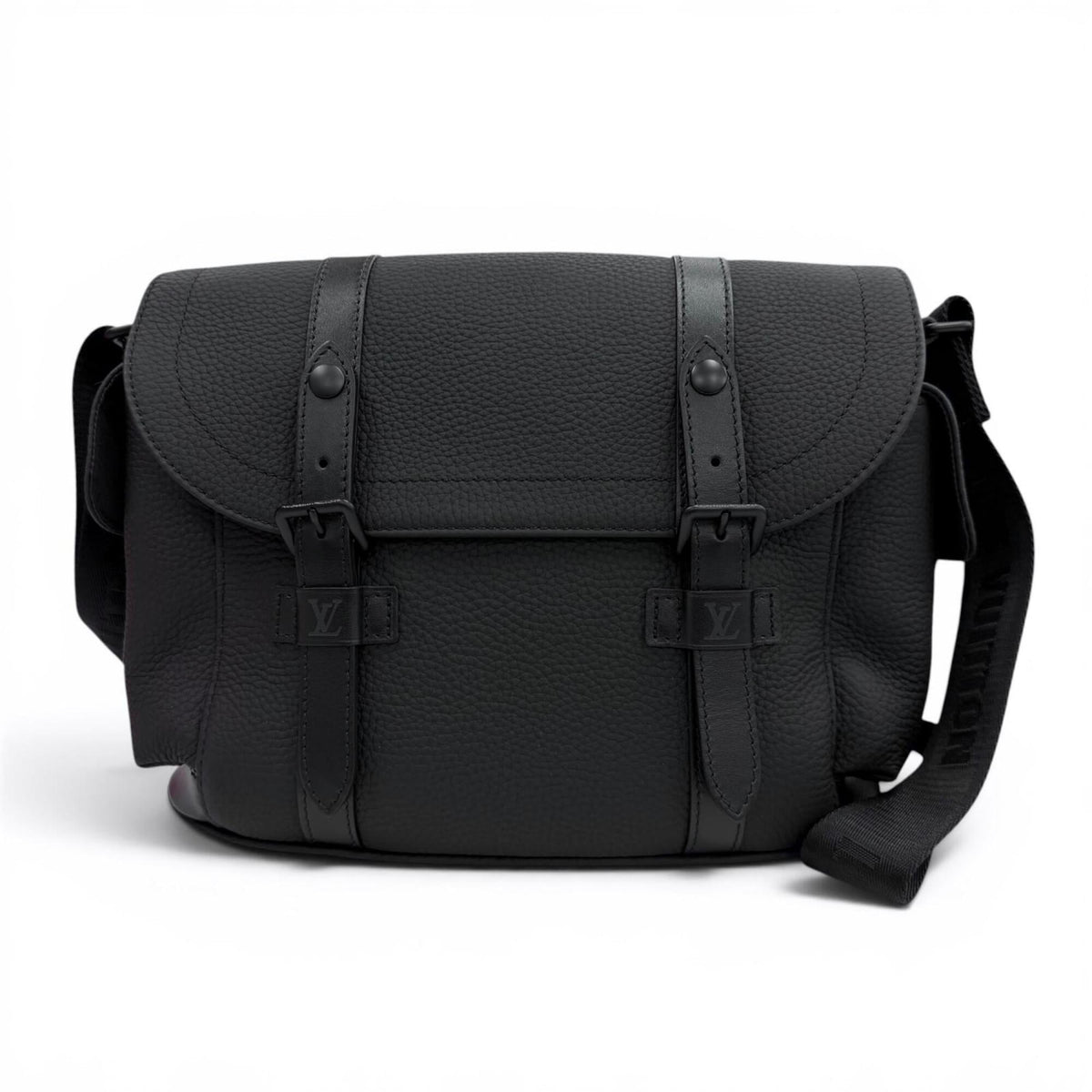 LOUIS VUITTON M58476 Christopher Messenger Taurillon Leather Shoulder Bag, Black, Made in France, Men's, with Dust Bag — New - Store Return