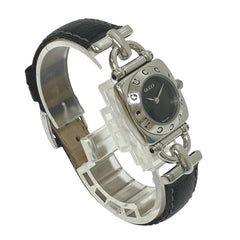 Gucci GUCCI watch, total weight 22g, stainless steel, genuine leather strap, quartz movement, black dial, 6300L — Good
