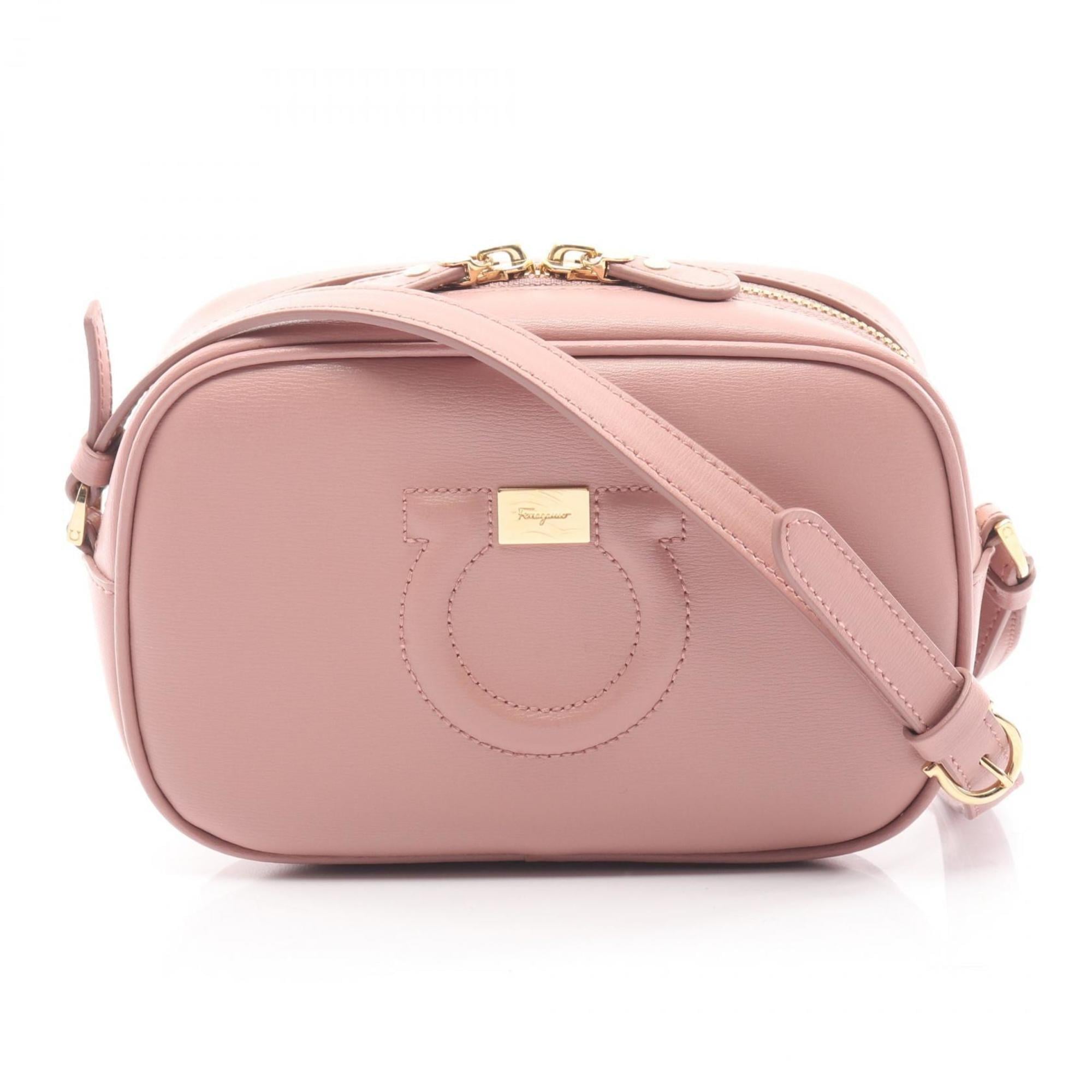 Salvatore Ferragamo GANTIO CITY Gancini Leather Shoulder Bag, Women's, Pink, AU-21 H006