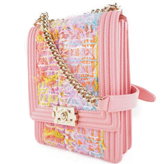 Chanel Chain Shoulder Boy Coco Mark AS0130 Tweed x Lambskin Pink Ladies Bag — Like New