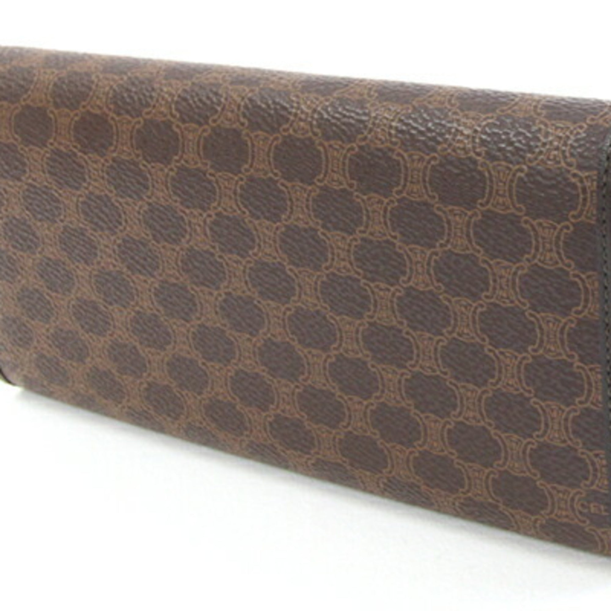 Celine Bi-fold Long Wallet Macadam Dark Brown PVC Leather Women's CELINE