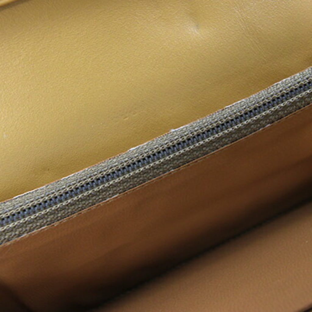 Celine bifold long wallet in macadam, dark brown, beige, PVC, and leather. Women's.
