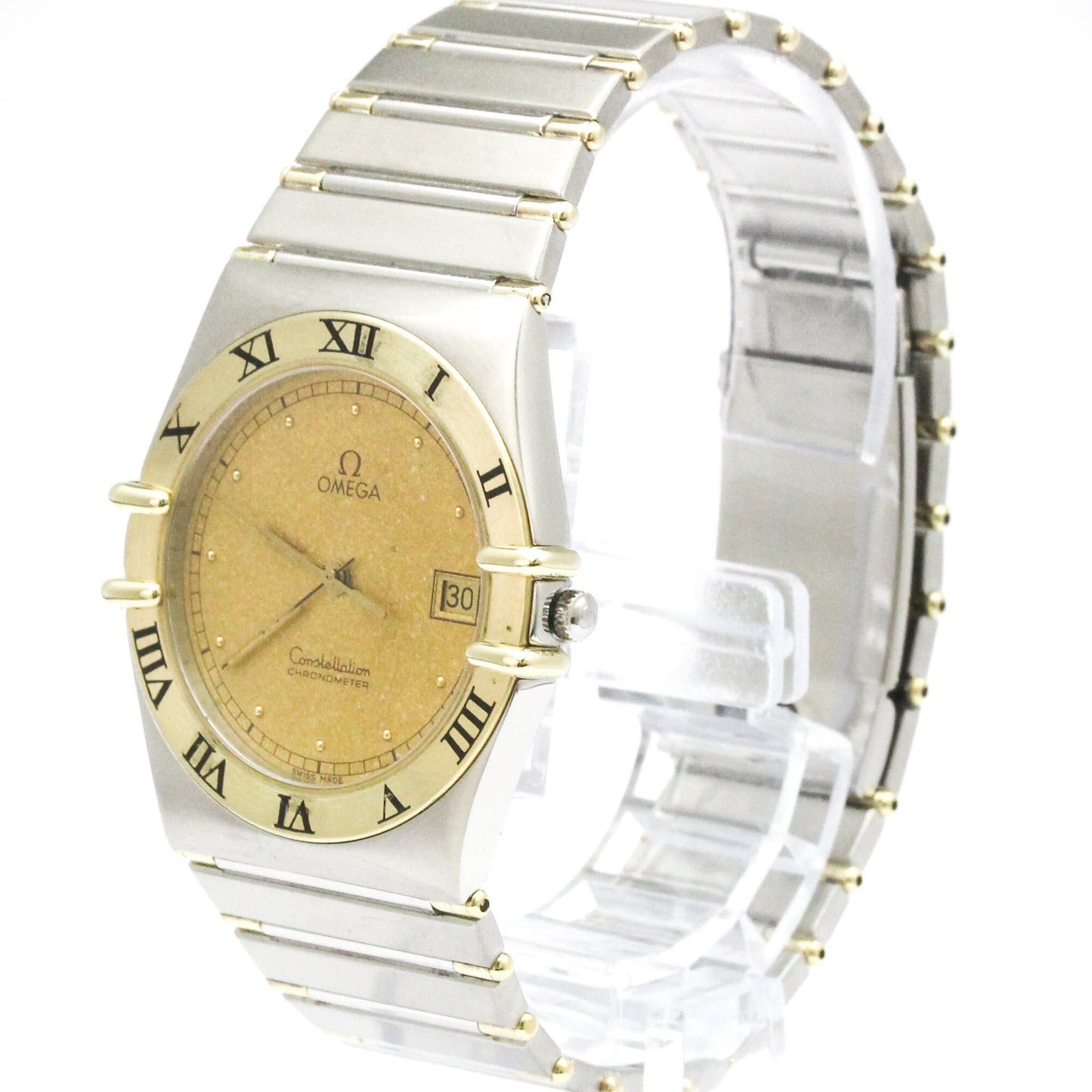 OMEGA Constellation 18K Gold Steel Quartz Mens Watch 398.0866 Polished — Very Good