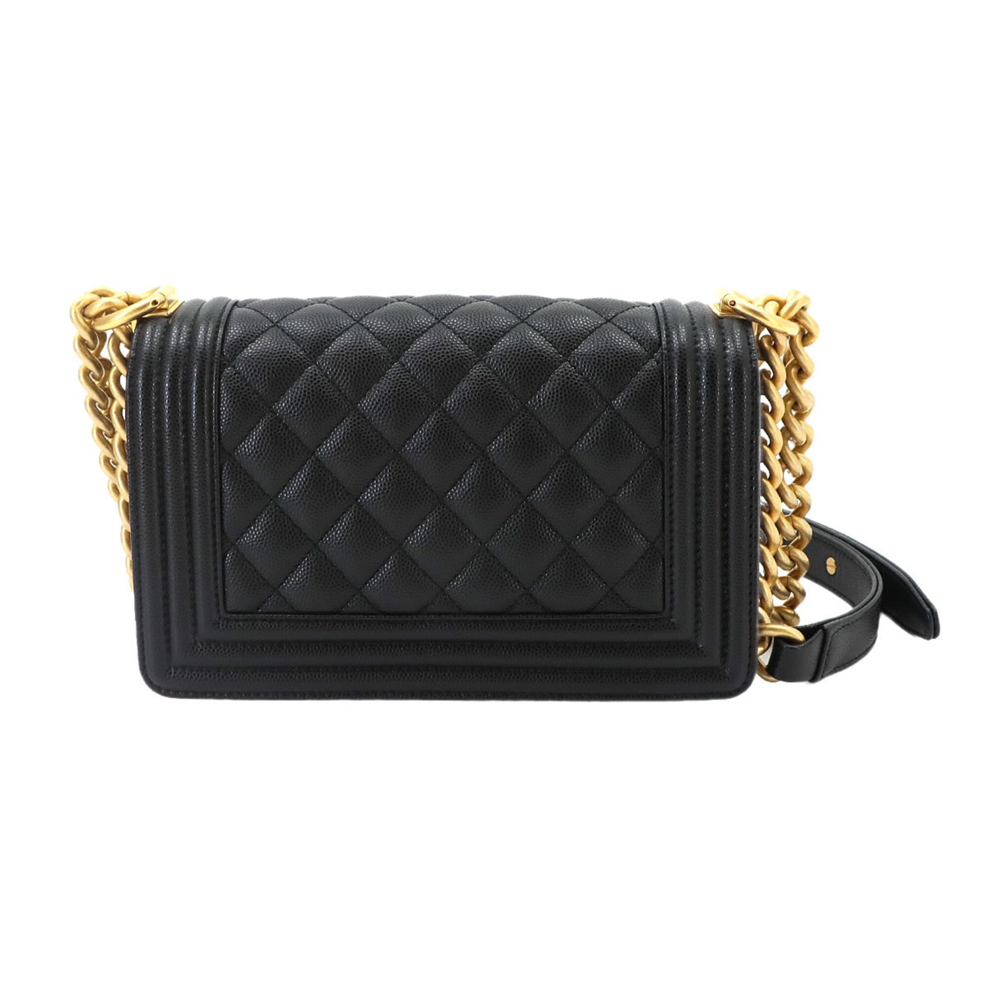 Chanel Boy Small Chain Shoulder Handbag, Caviar Leather, Black, A67085, Gold Hardware — New - Store Return