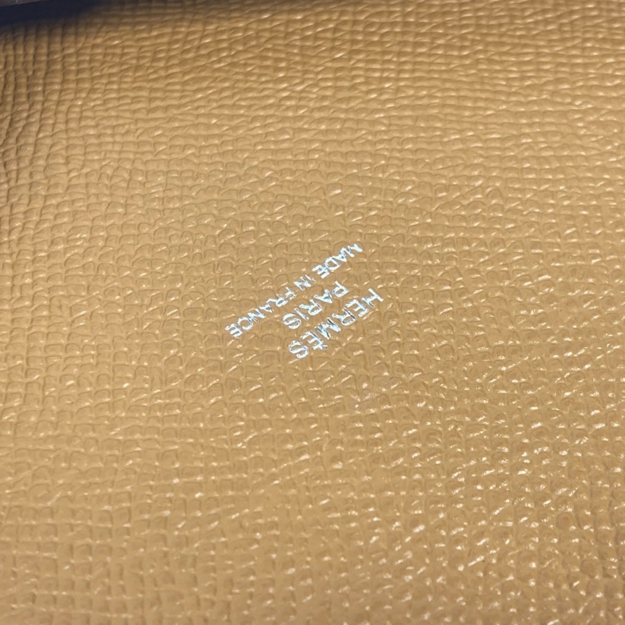 HERMES Calvi GM Flat Pouch with Pouch, Bifold Clutch Bag, Epsom Leather, Unisex, Brown and Pink, Like New — Like New