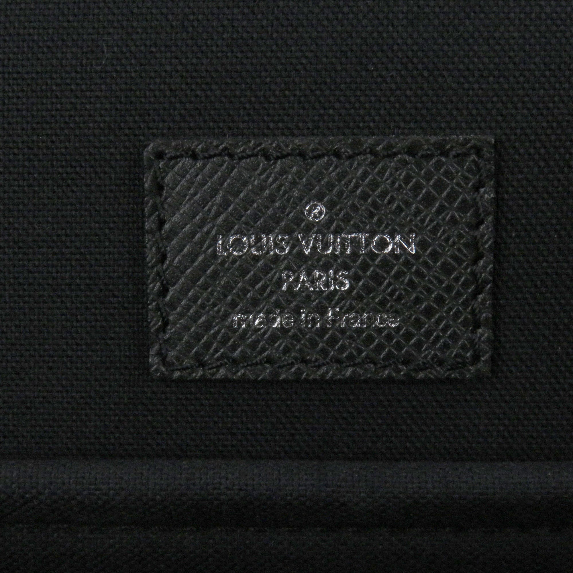 LOUIS VUITTON M32622 Taiga Anton LV Logo Embossed Briefcase Shoulder Bag Ardoise Made in France Men's — Like New