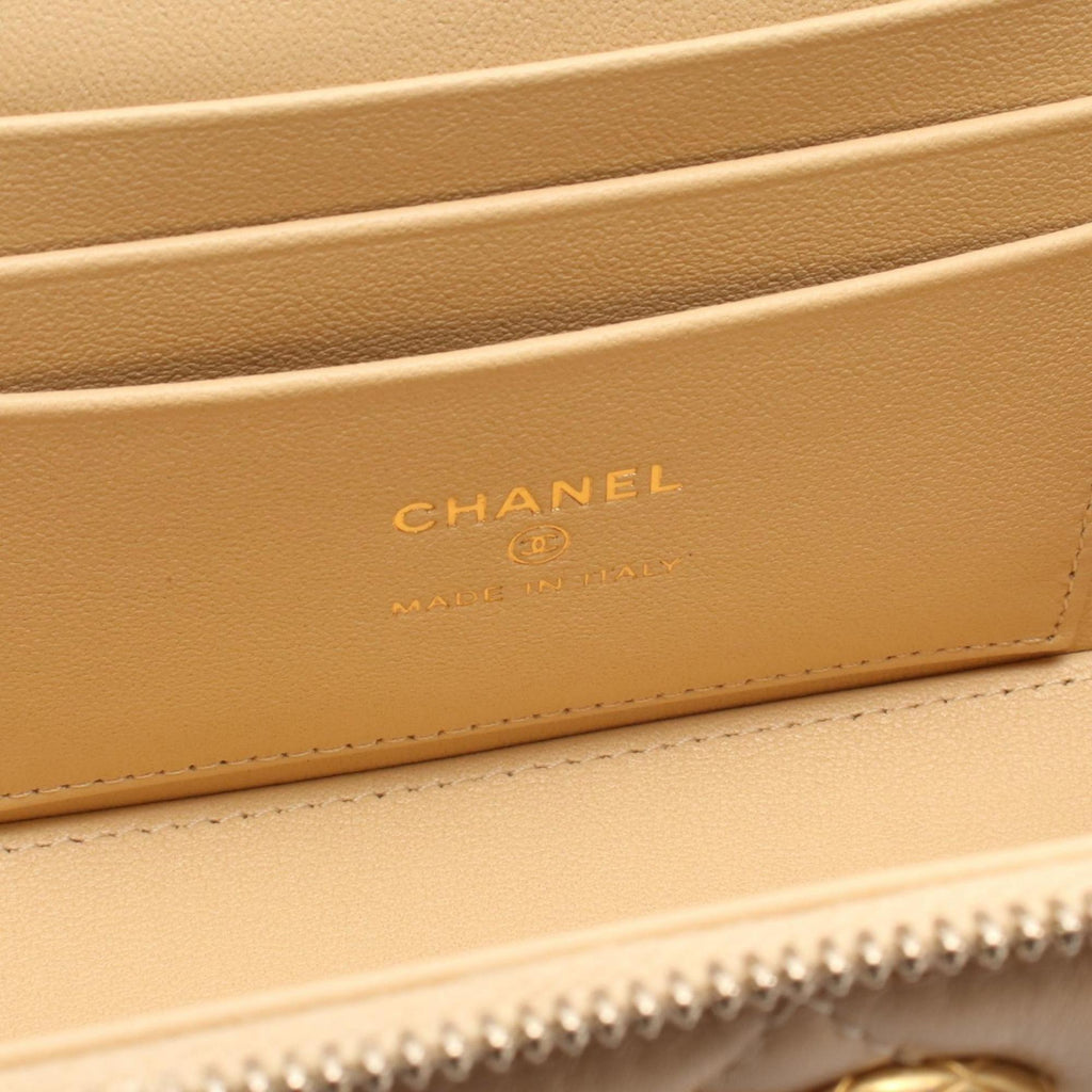 CHANEL Matelasse Vanity Shoulder Bag, Leather, Women's, Beige, AP3044