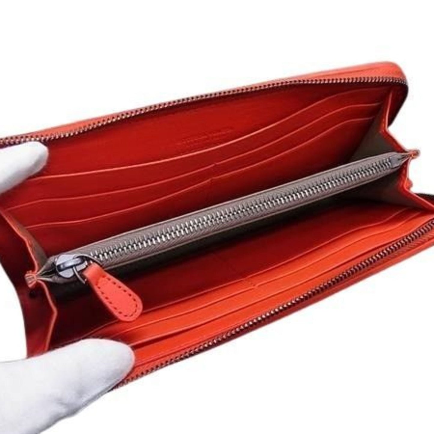 BOTTEGA VENETA Intrecciato wallet in light pink and red leather. Women's L-shaped long wallet.