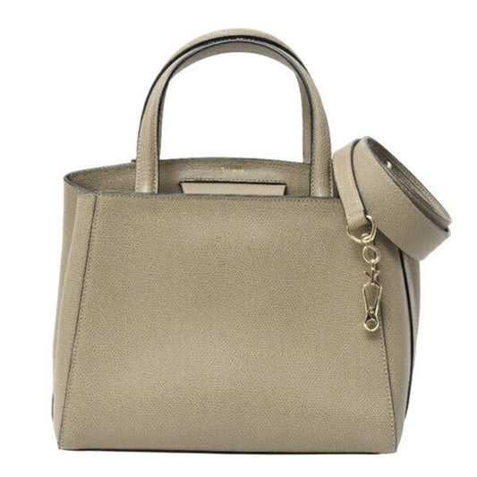 Valextra Women's Small Triennale Handbag/Shoulder Bag in Greige Calfskin Leather