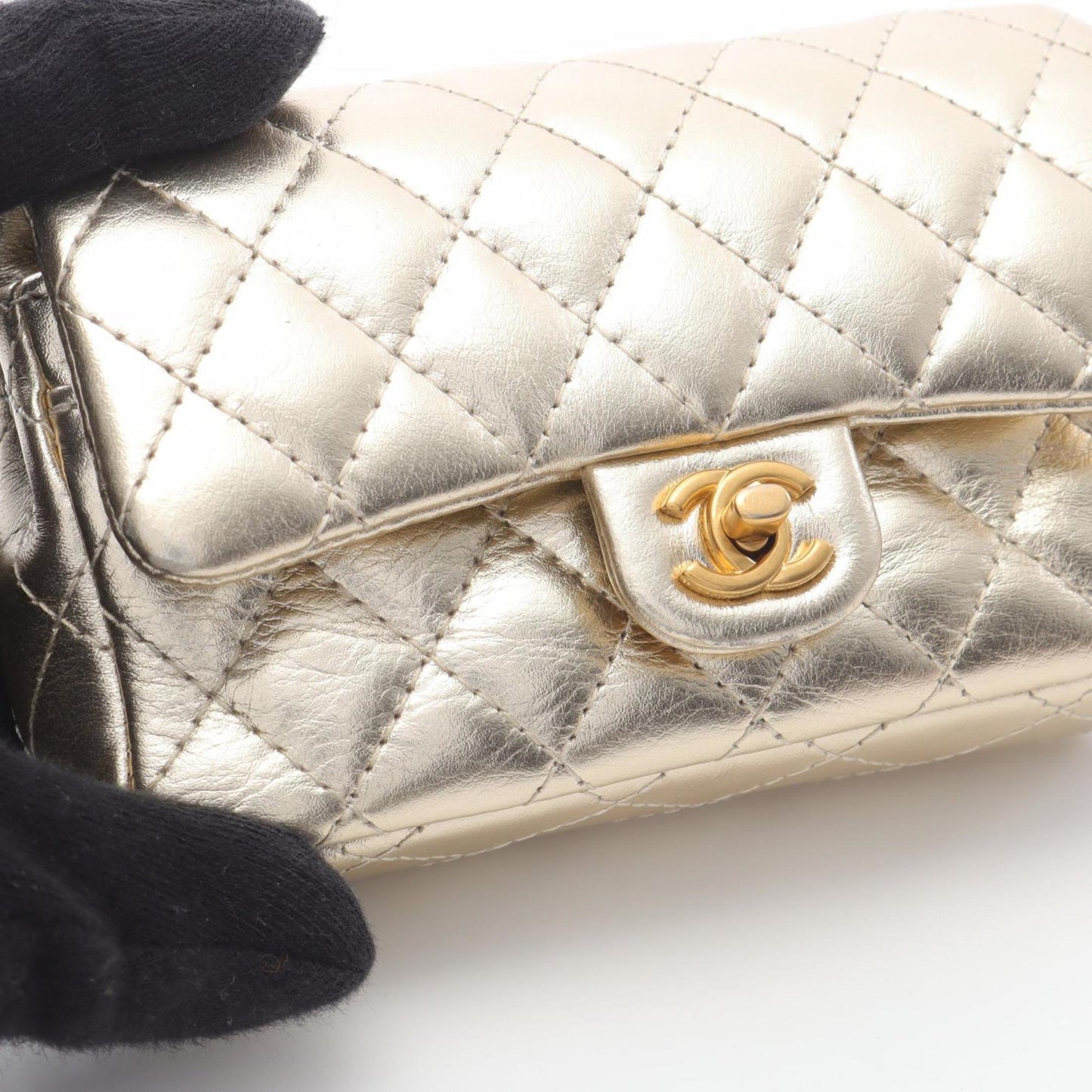 CHANEL Matelasse Classic Charm Accessory, Lambskin Leather, Women's, Gold