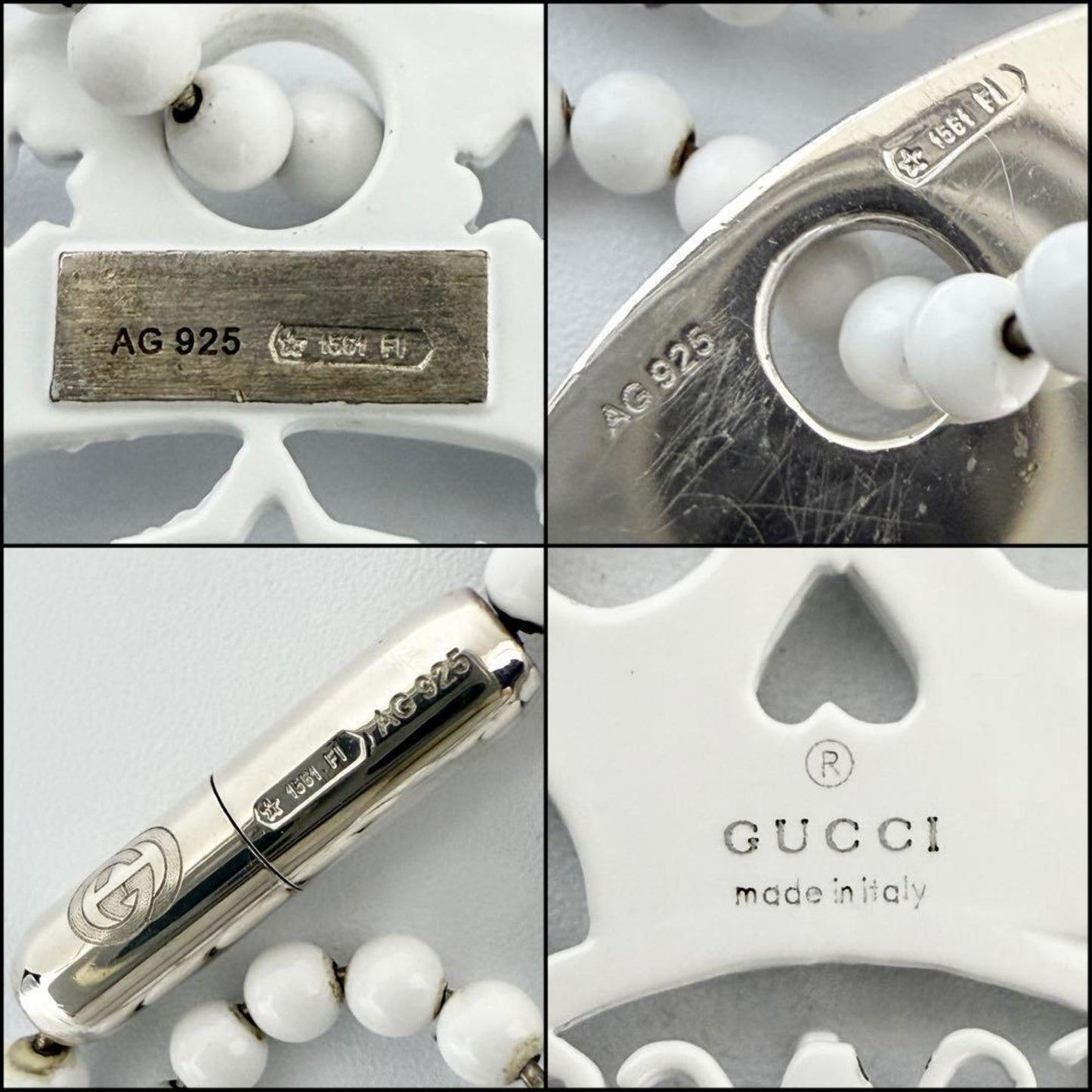 Gucci Men's Skull Dog Tag Pendant Necklace Silver
