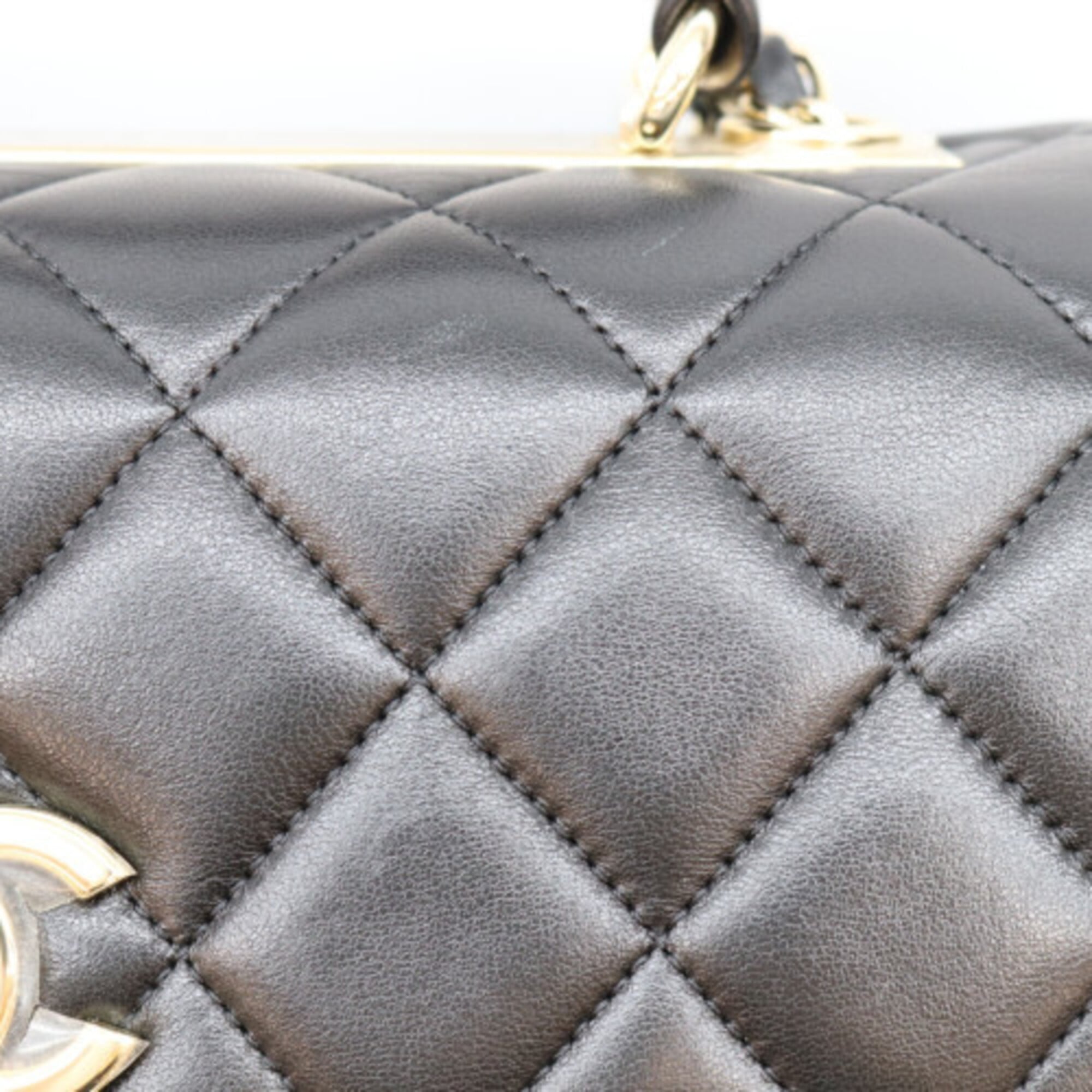 CHANEL A69923 Black Lambskin Gold Hardware Trendy CC Large 2-Way Shoulder Bag (Women's) — Like New