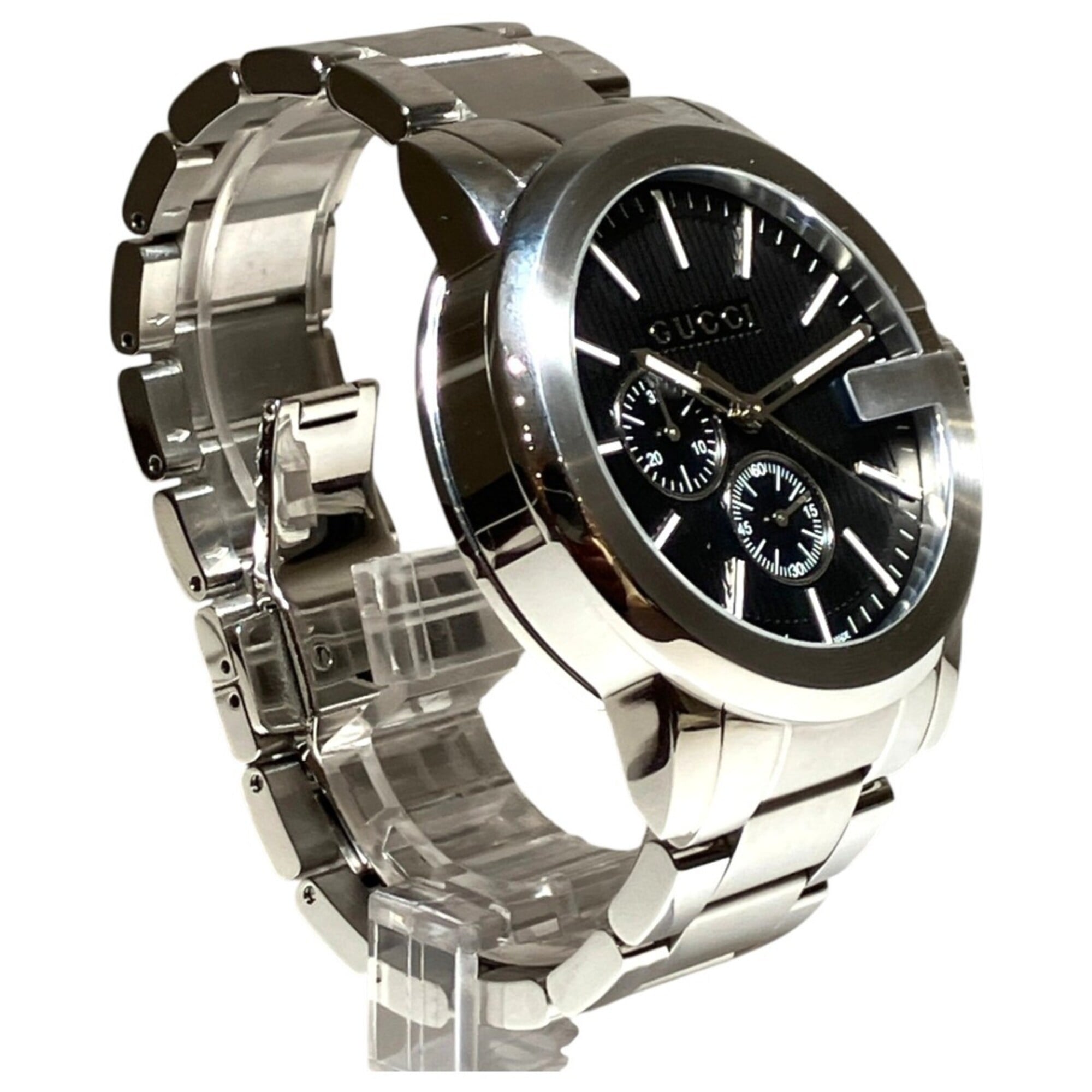 Gucci G-Chrono watch, total weight 170.8g, stainless steel, quartz movement, black dial, 101.2 — Very Good
