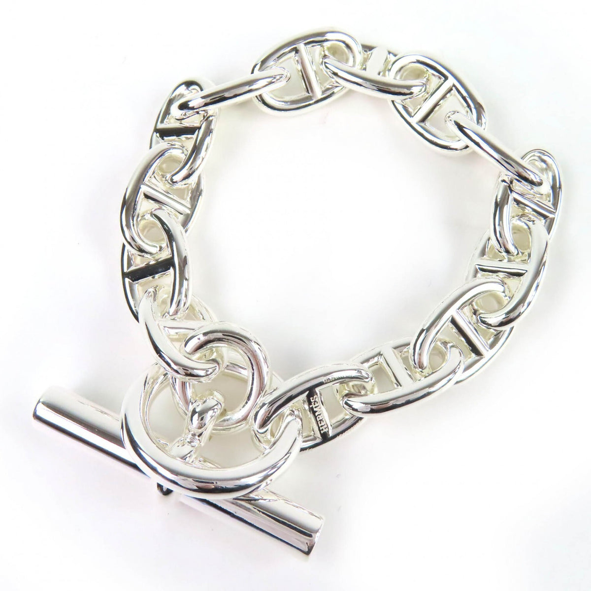HERMES Chaine d'Ancre MM 925 14-link chain bracelet, 2024 model, silver, weight 50.52g, women's — Like New