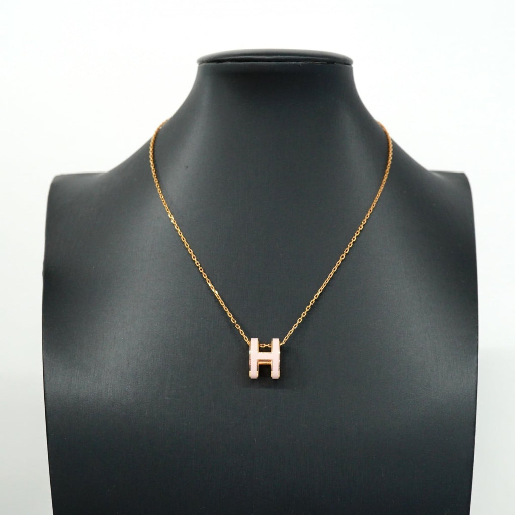Hermes Hermès Mini Pop Ash Necklace in GP-plated Gold and Pink for Women