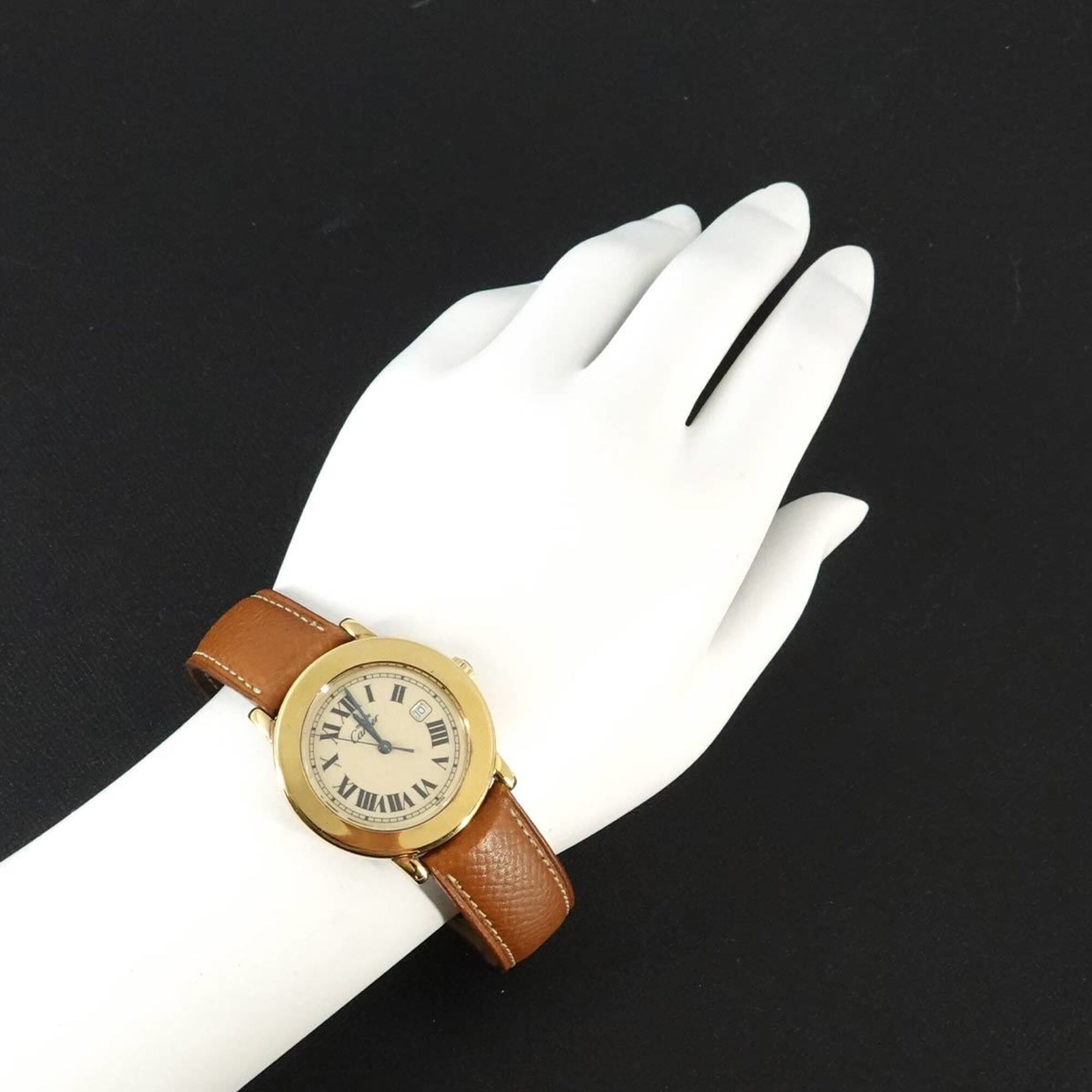 Cartier Must Ronde Vermeil LM W1006822 Women's Watch, Date, Ivory, SV925 Quartz Watch — Very Good