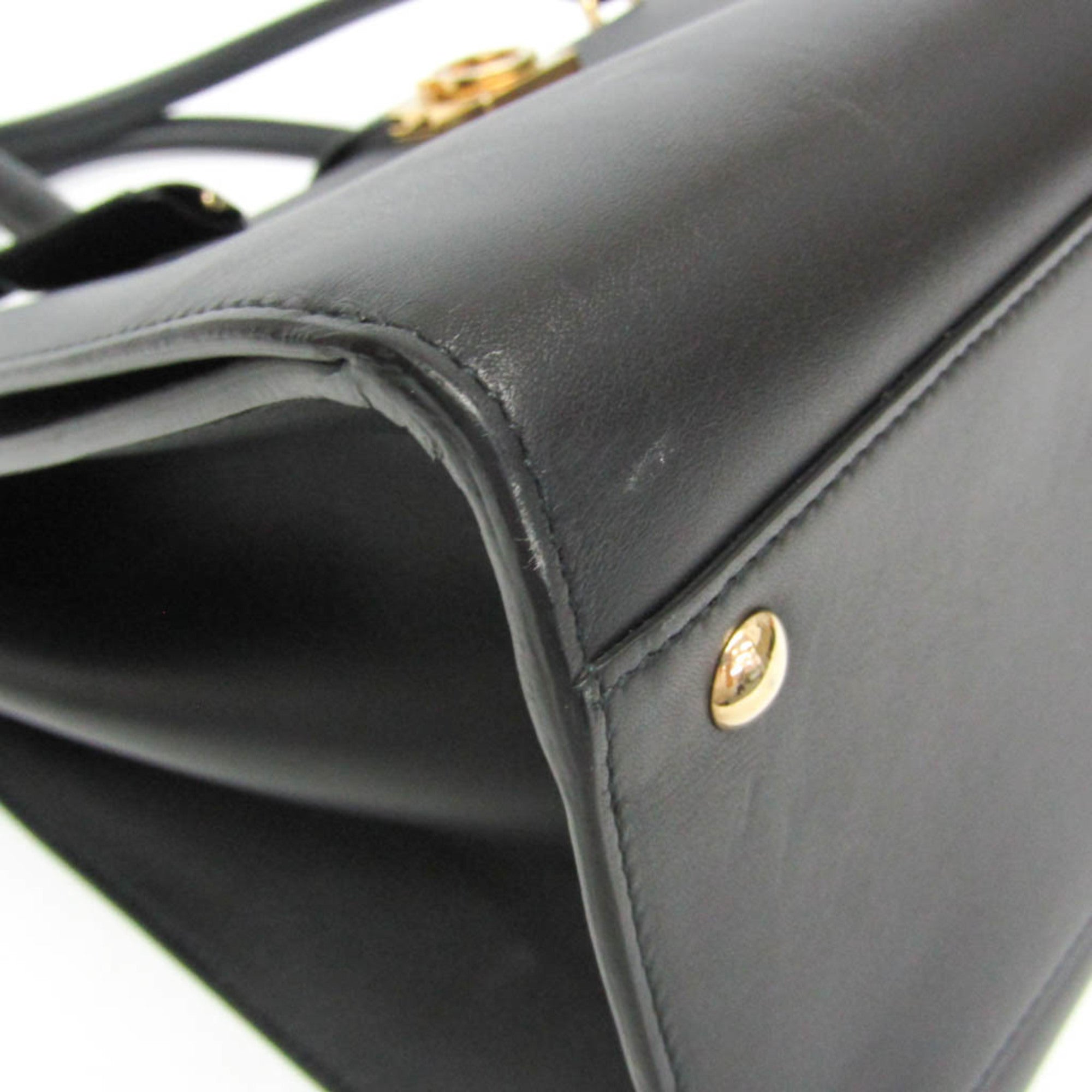 Salvatore Ferragamo Gancini DY-21 E525 Women's Leather Tote Bag Black — Like New