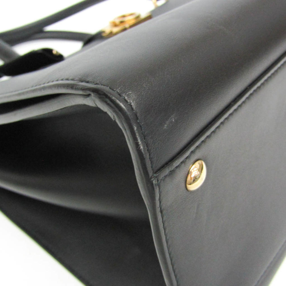Salvatore Ferragamo Gancini DY-21 E525 Women's Leather Tote Bag Black — Like New