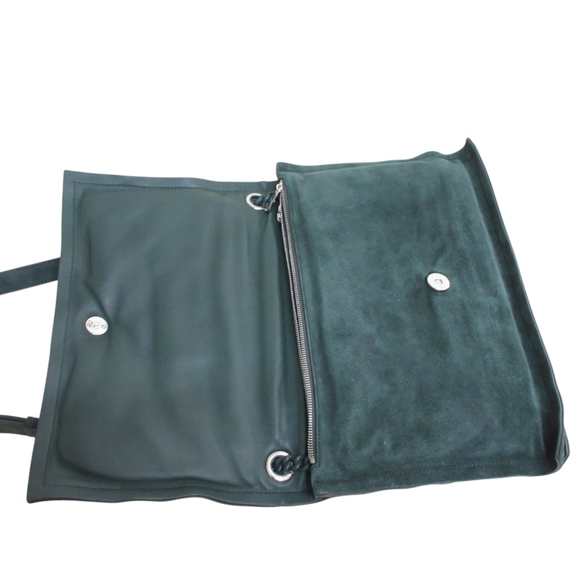 Salvatore Ferragamo VIVA BOW Vara Ribbon Suede Chain Shoulder Bag GG-211189 Green Women's