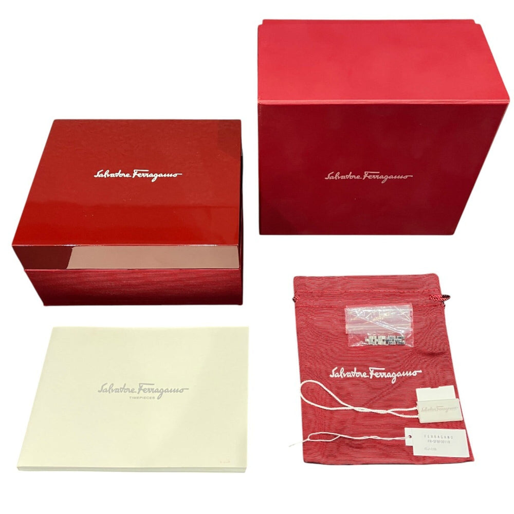 Salvatore Ferragamo Gancini watch, total weight 34.6g, stainless steel, quartz movement, pink mother-of-pearl dial, SFBF00118 — Good