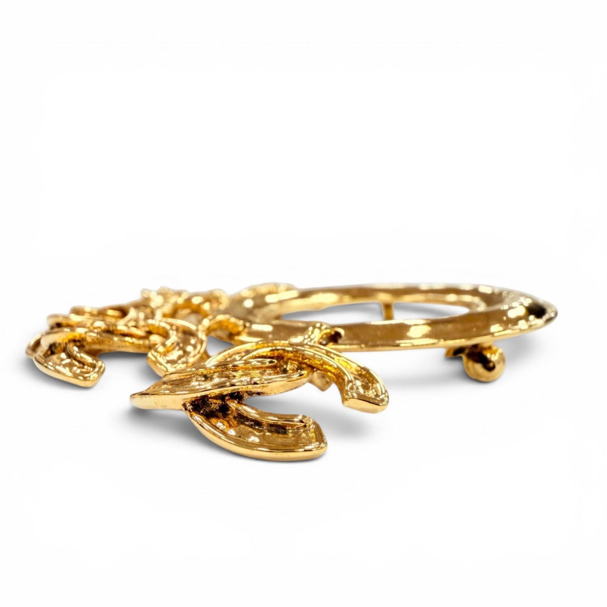 CHANEL Vintage 94P Five-Coco Mark Circle Swing Brooch, Gold, Made in France, Women's, with Box — Like New