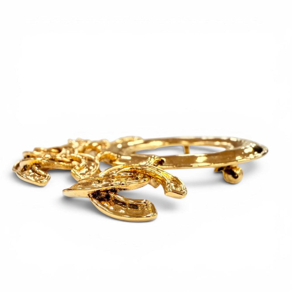 CHANEL Vintage 94P Five-Coco Mark Circle Swing Brooch, Gold, Made in France, Women's, with Box — Like New
