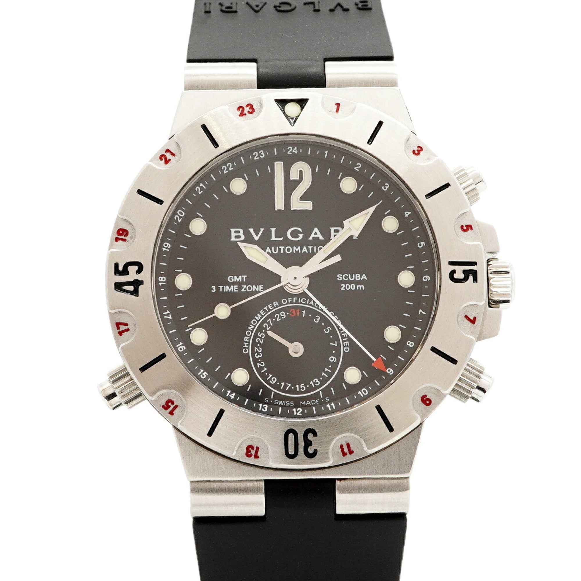 Bulgari Diagono Scuba GMT SD38SGMT Black Dial Men's Watch — Good
