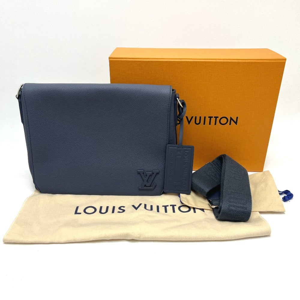 LOUIS VUITTON M23709 LV Aerogram Takeoff Messenger Bag, Handbag, Crossbody Shoulder Leather, Men's, Blue, Atlantic Like New — Like New