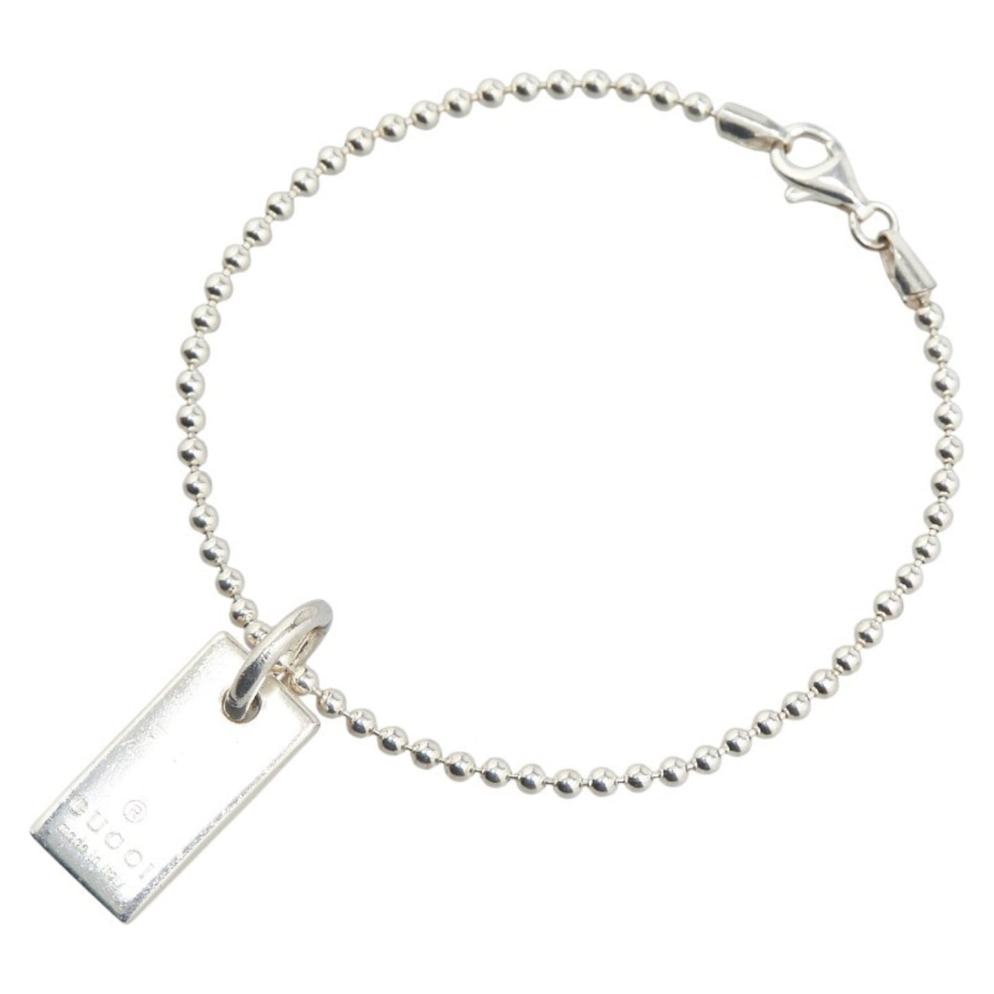 Gucci ball chain plate bracelet in SV925 silver for women.