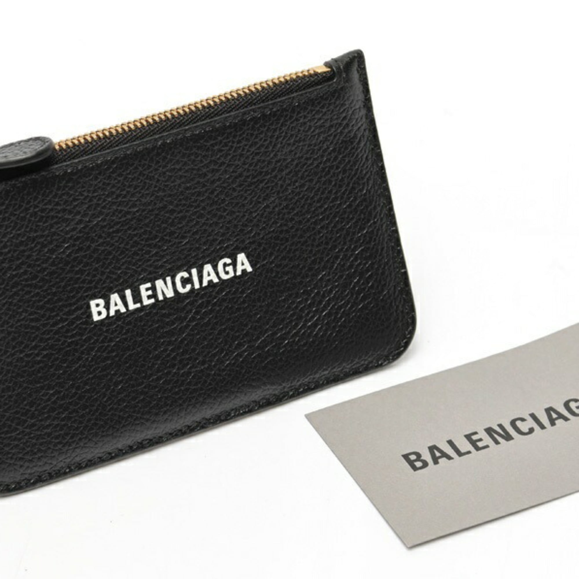 Balenciaga BALENCIAGA Coin Card Holder Case 637130 Kataoshi Leather Black E-159488