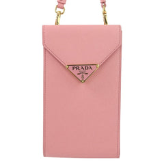 PRADA Saffiano Leather Chain Shoulder Bag/Pochette 1BP050 Pink Women's — Like New
