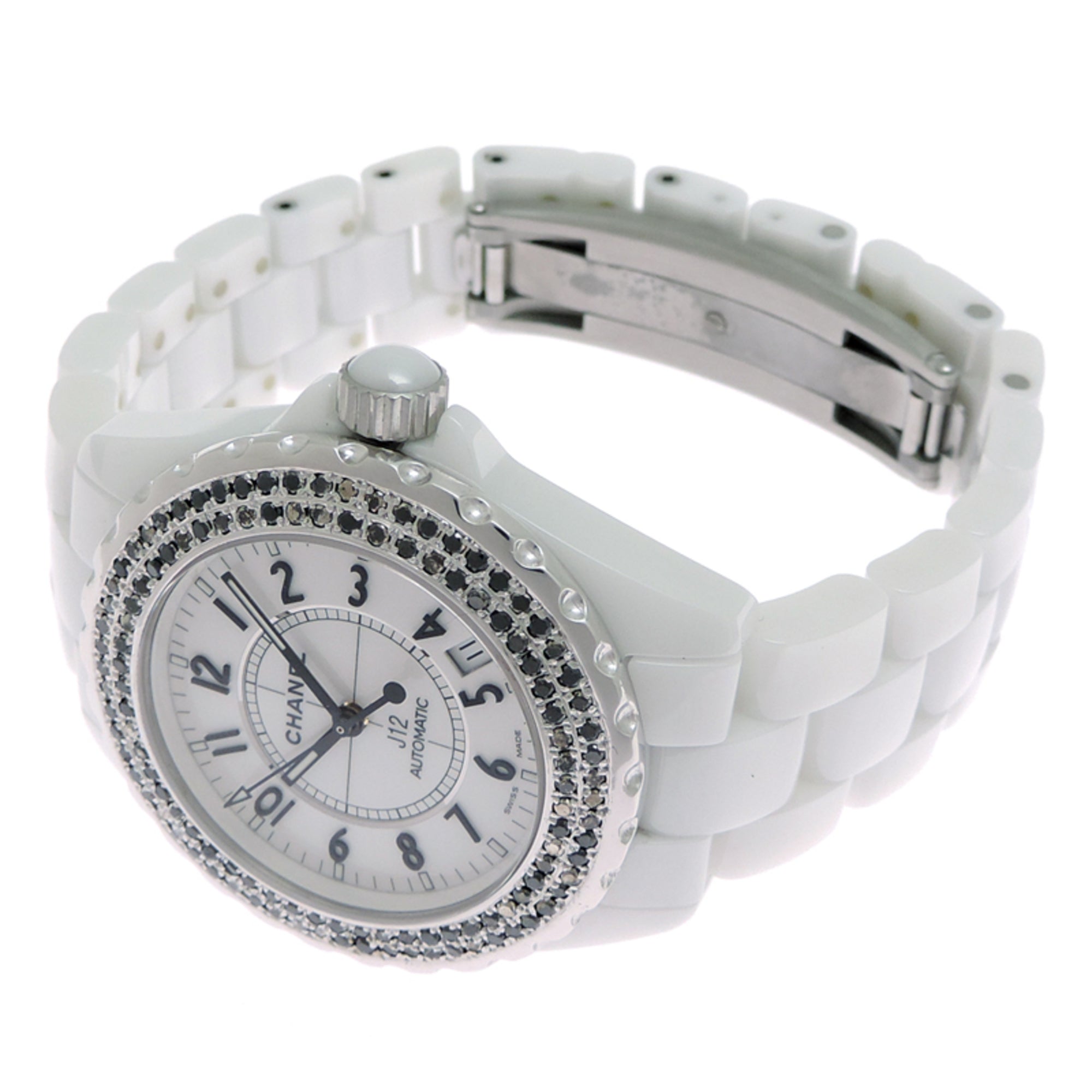 Chanel J12 38MM Bezel with Black Diamonds, Women's Watch H0970 — Very Good