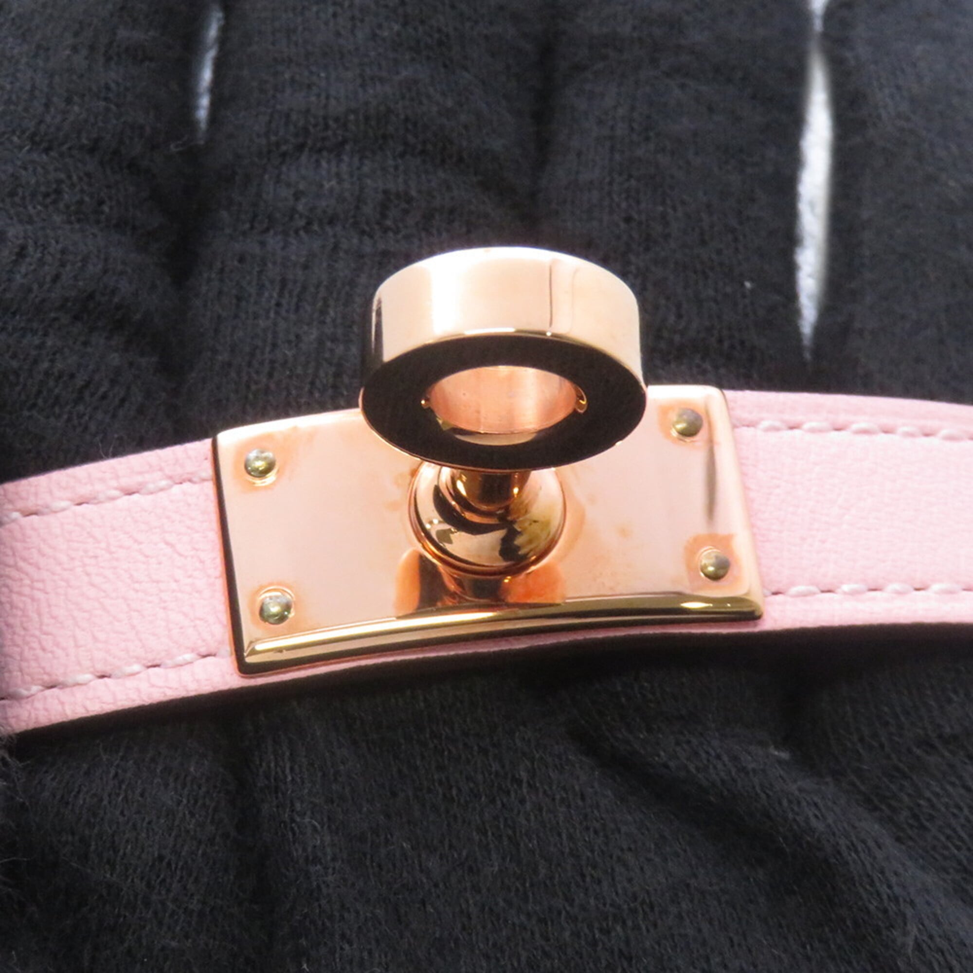Hermes Kelly Double Tour Bracelet, Rose Sakura Pink Swift Leather, U Stamp, Size T2 — Like New
