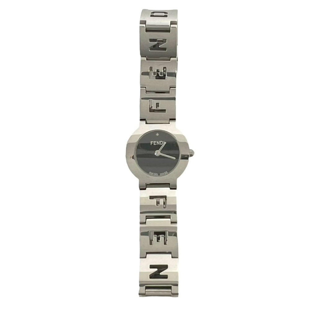 FENDI 3050L Logo Motif Stainless Steel Quartz Watch Silver 31341 — Good