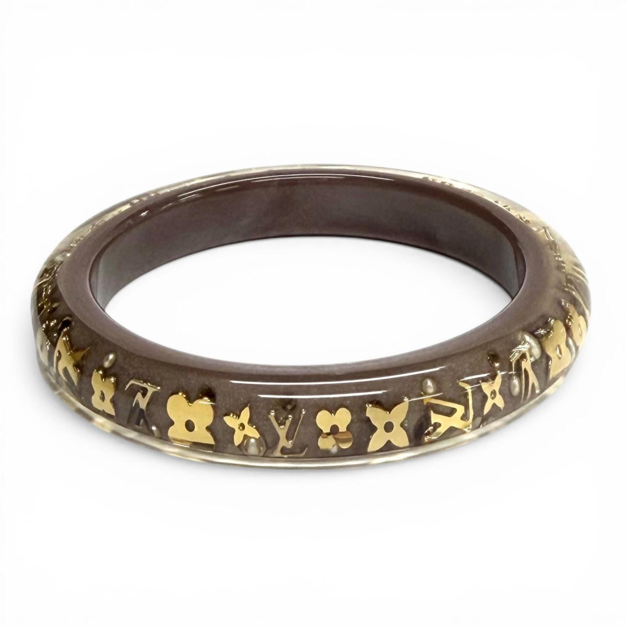 LOUIS VUITTON M65867 Bracelet Inclusion TPM Monogram Bangle Clear Brown Gold with Dust Bag Women's — Like New