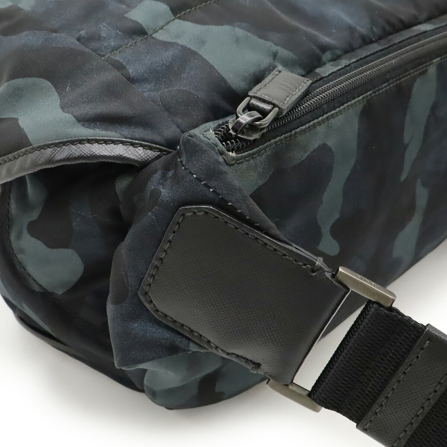 PRADA Prada Camouflage Nylon and Leather Body Bag Shoulder Navy Multicolor 2VH991