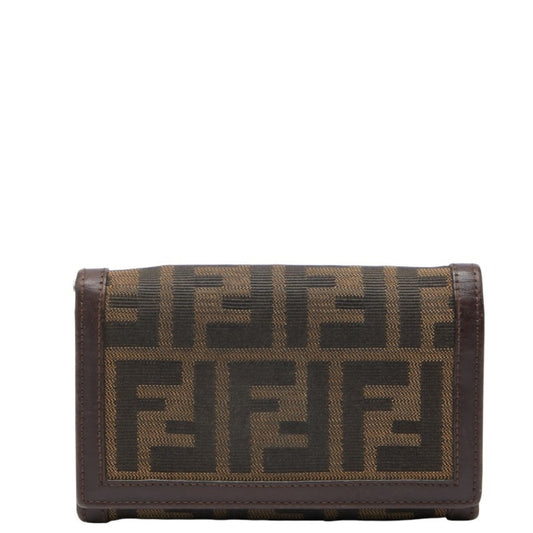Fendi Zucca Bifold Wallet 31052 Beige Brown Canvas Leather Women's FENDI