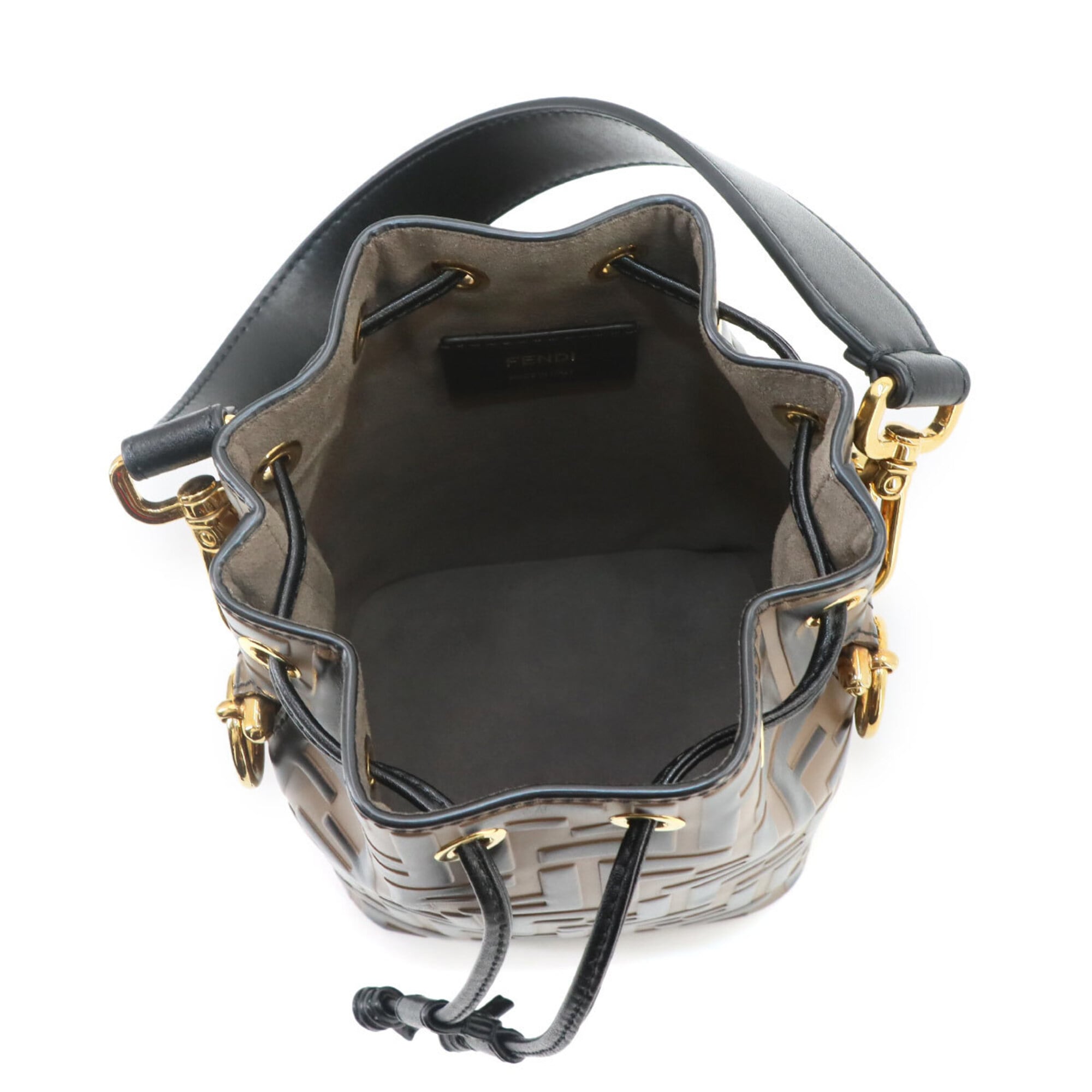Fendi Zucca Mon Tresor 2-way Hand/Shoulder Handbag, Leather, Brown/Black, 8BS010, Gold Hardware — Like New