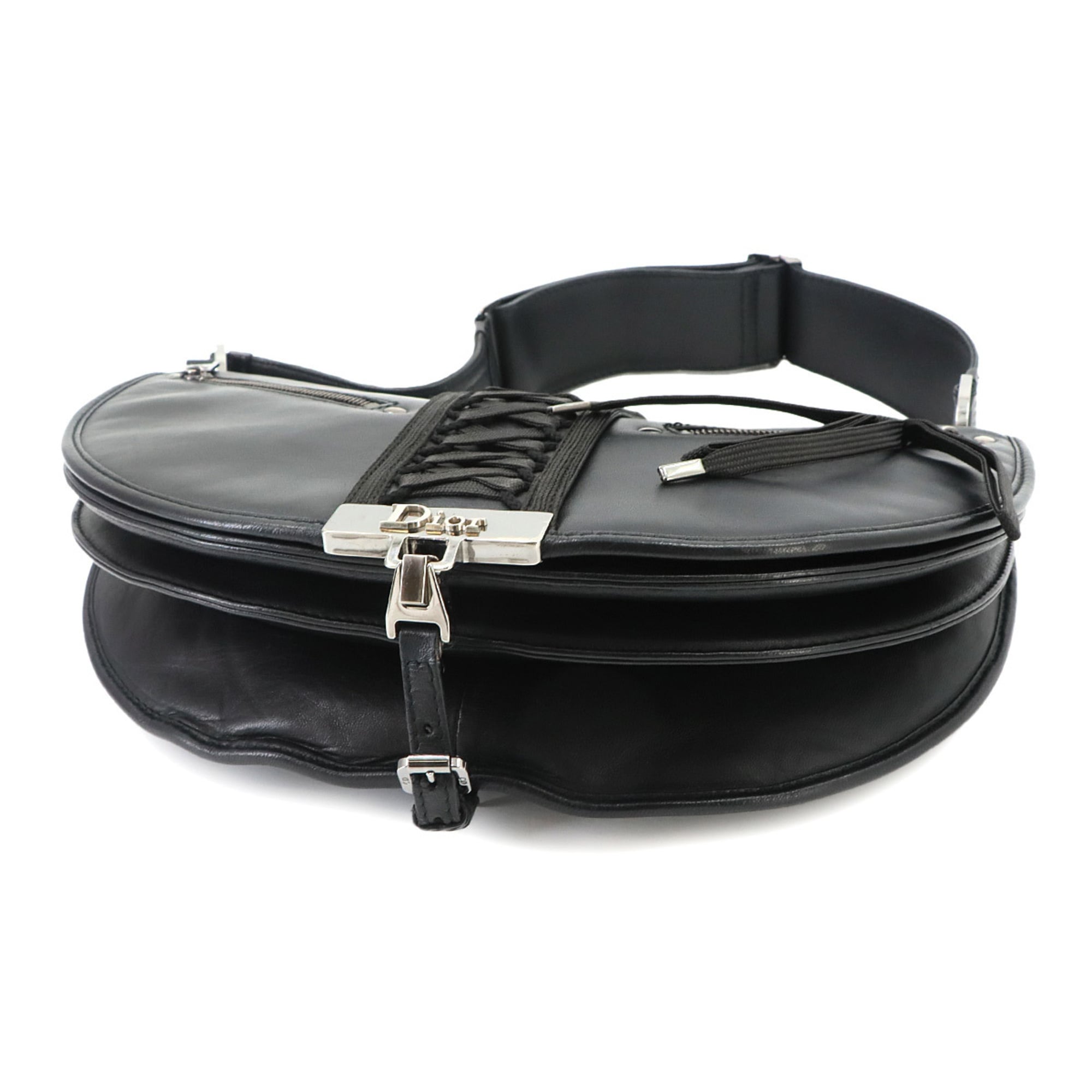 Christian Dior Admit It Shoulder Handbag Leather Black Corset — Like New
