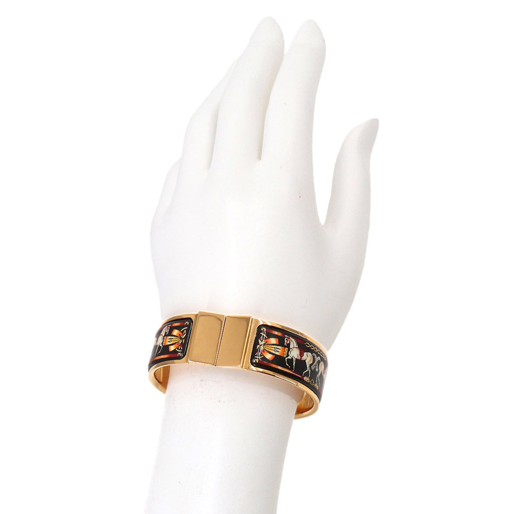 Hermes HERMES Loquet Email GM Bangle Bracelet Gold Black — Like New