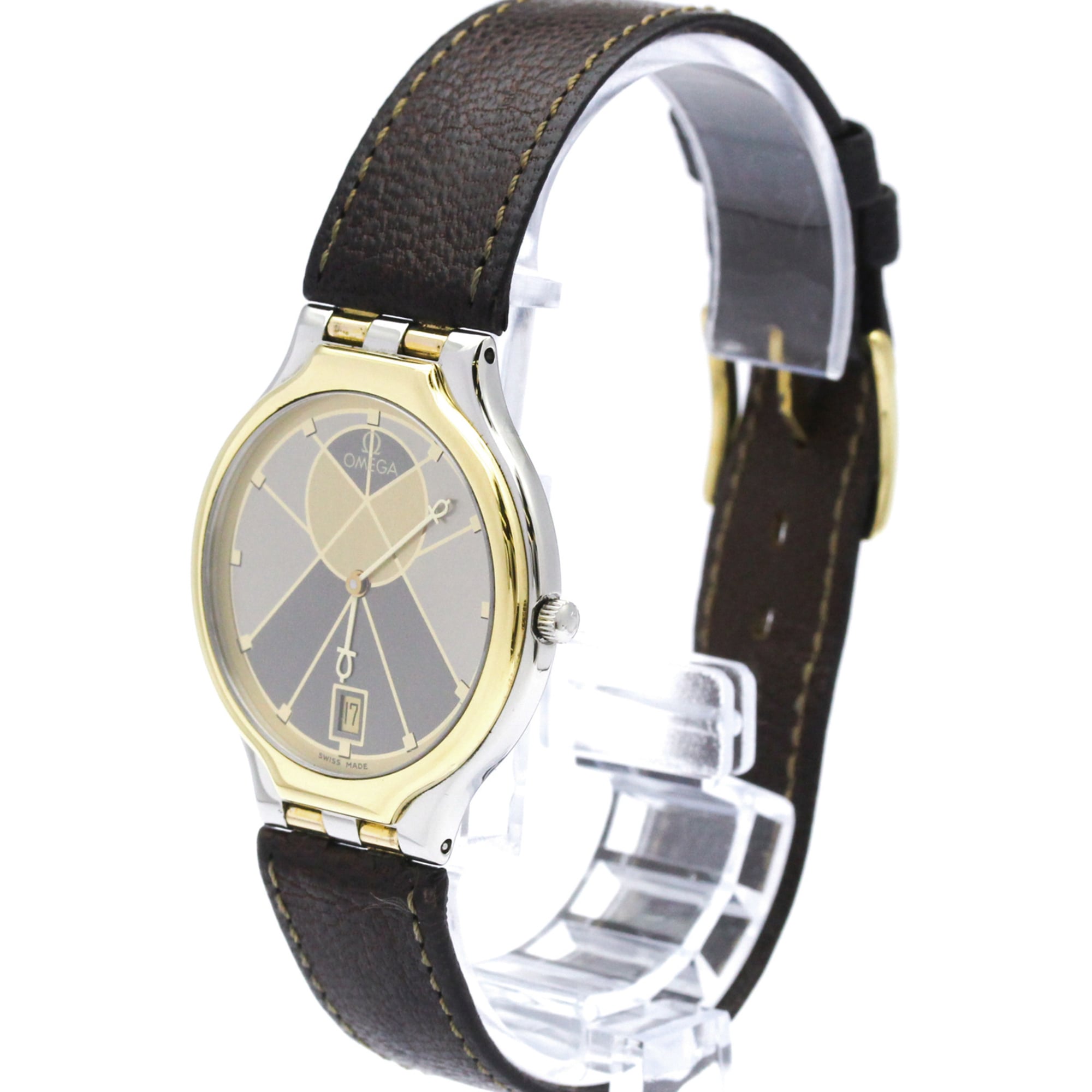 OMEGA De Ville Symbol K18 Gold Steel Quartz Mens Watch 196.0316 Polished — Very Good