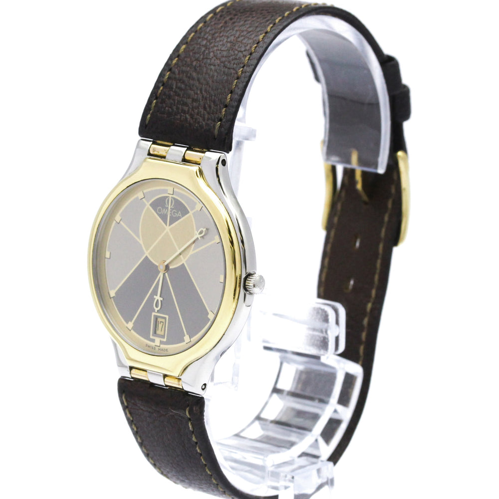 OMEGA De Ville Symbol K18 Gold Steel Quartz Mens Watch 196.0316 Polished — Very Good