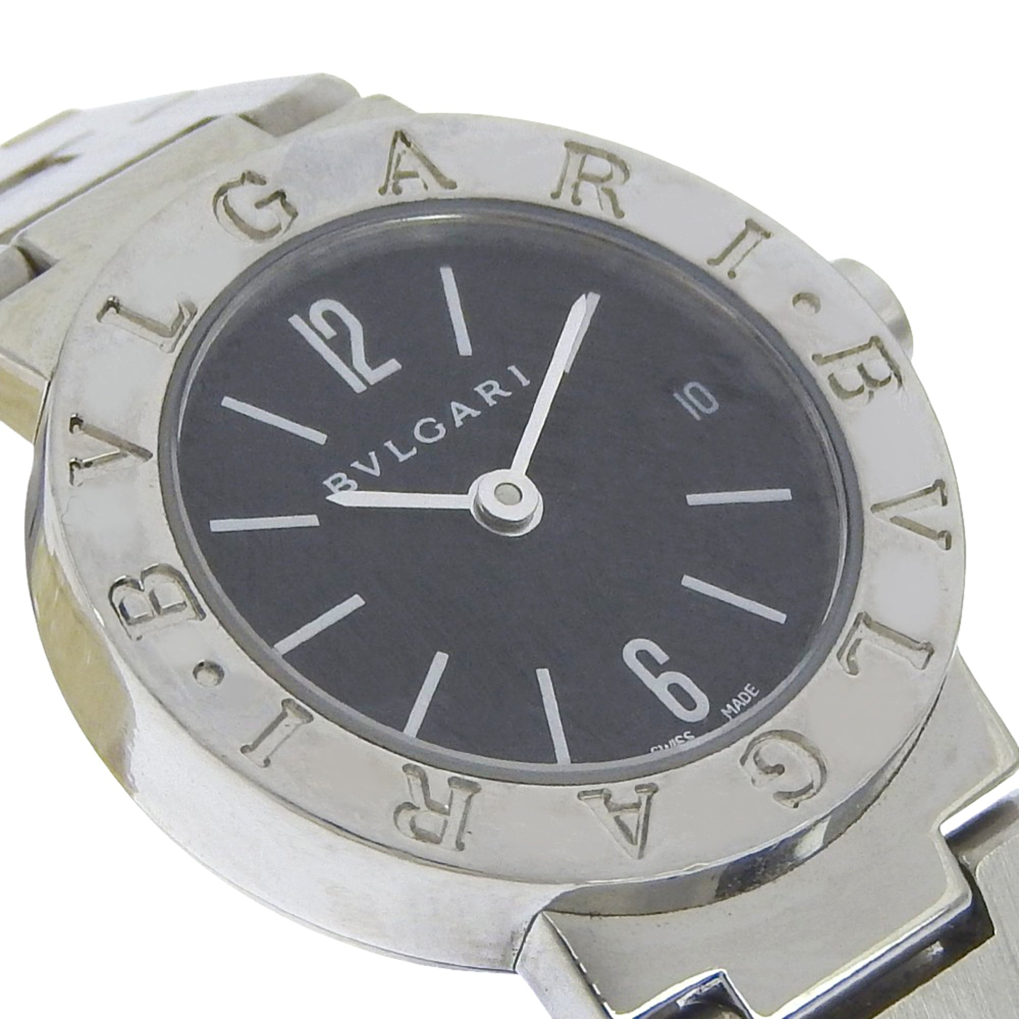 BVLGARI Watch BB23SS Stainless Steel Quartz Analog Display Black Dial Women's — Very Good