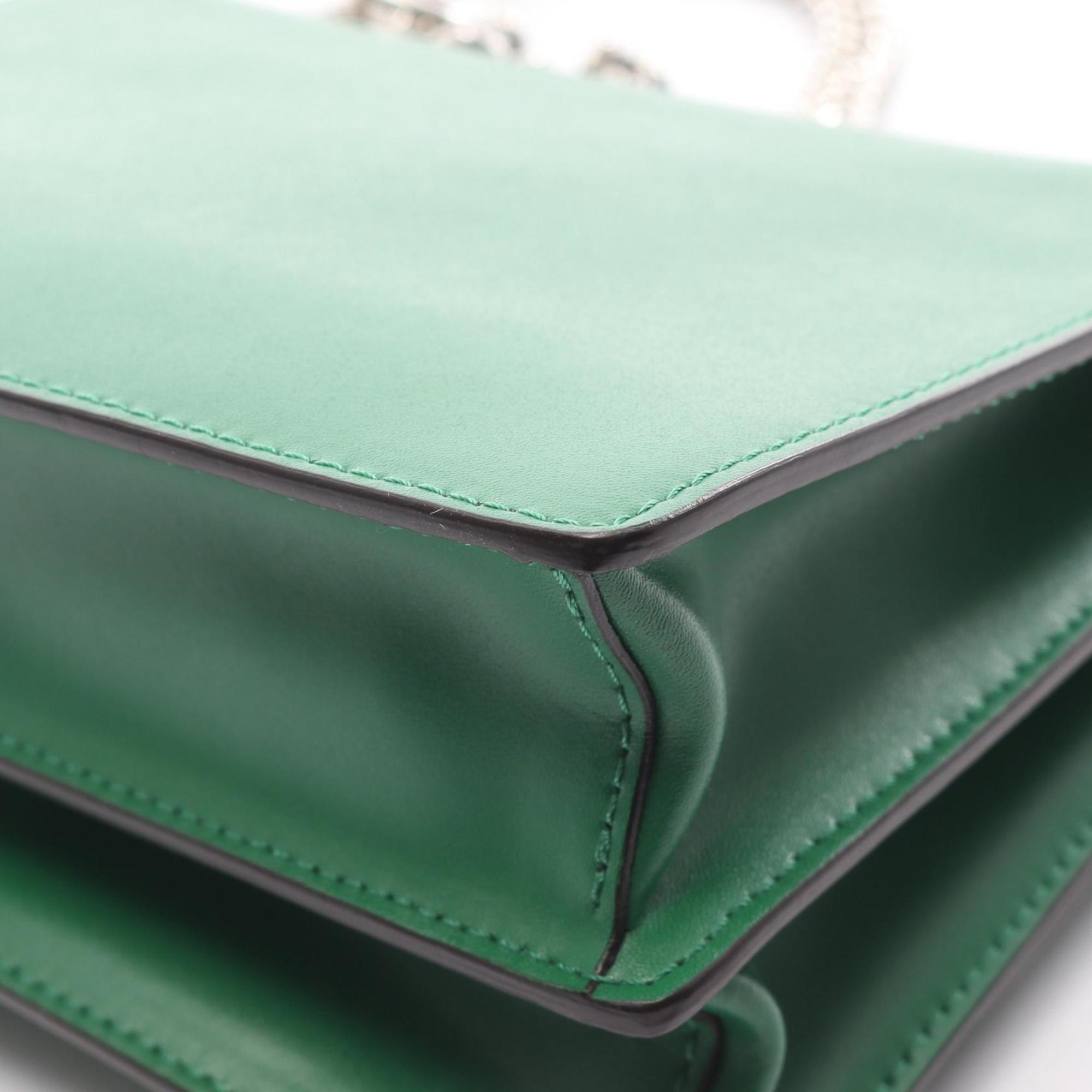 Fendi MINI KAN I shoulder bag, leather, women's, green, 8M0381