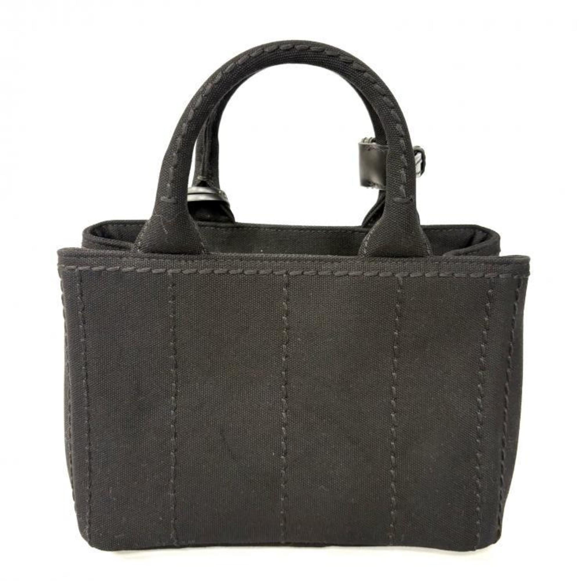 PRADA Canapa RICAMO 1BA038 Cotton Canvas Mini Handbag in Black, 2-Way Shoulder Bag, Prada