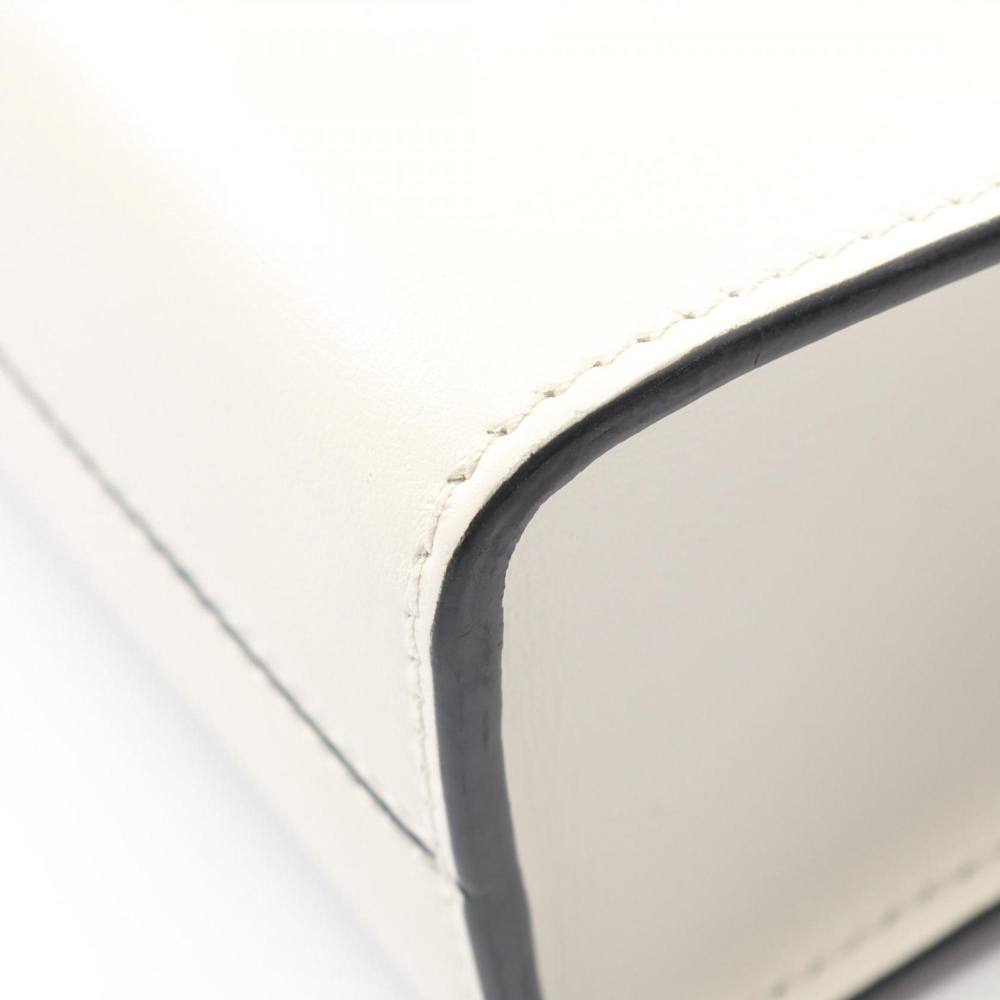 Prada embossed logo handbag, leather, women's, white, 1BA333