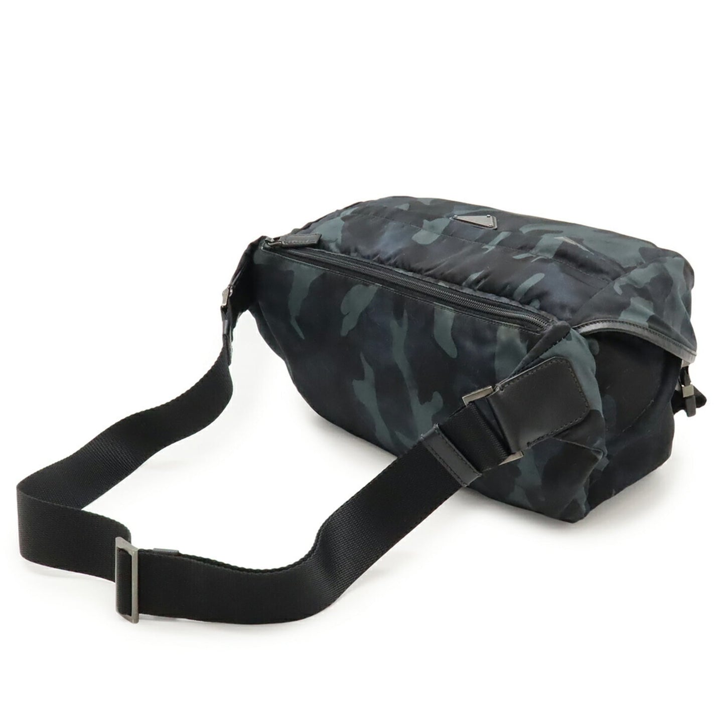 PRADA Prada Camouflage Nylon and Leather Body Bag Shoulder Navy Multicolor 2VH991