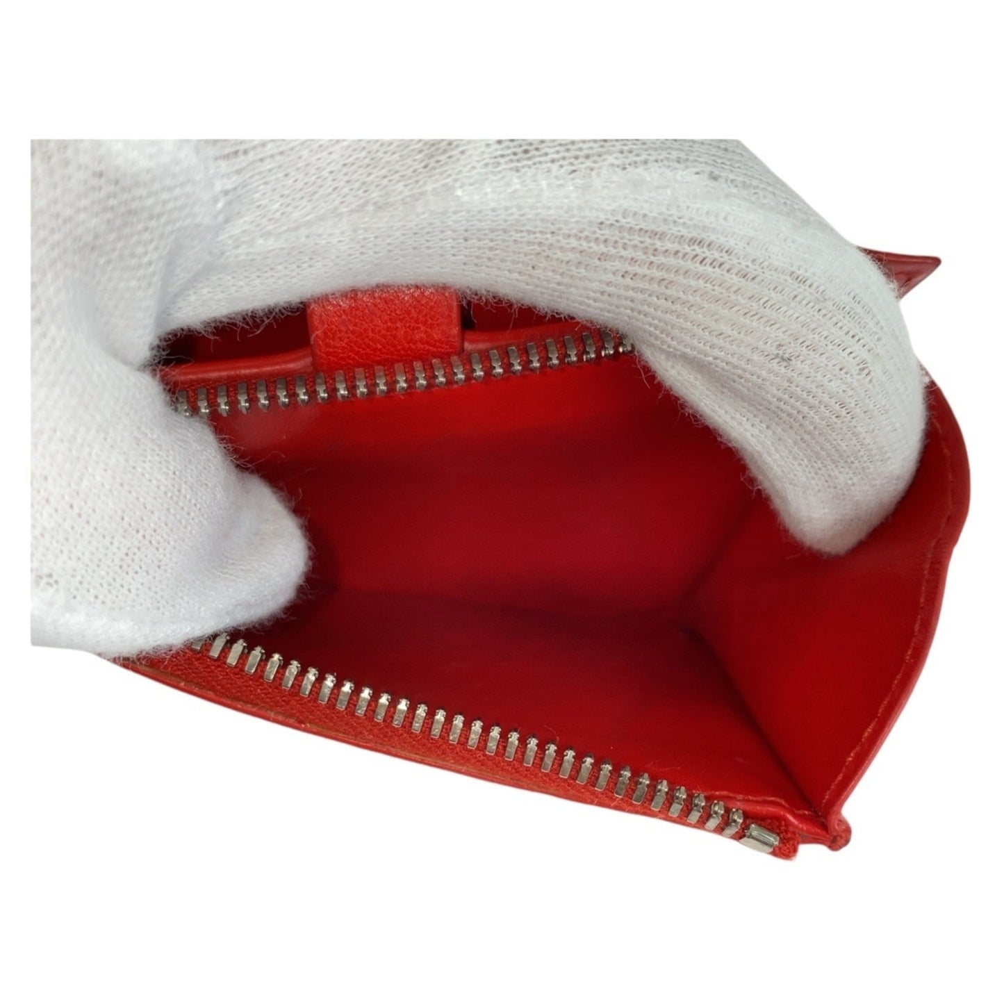 BOTTEGA VENETA Maxi Intrecciato Red Leather Folding Wallet with Silver Hardware, Compact for Women