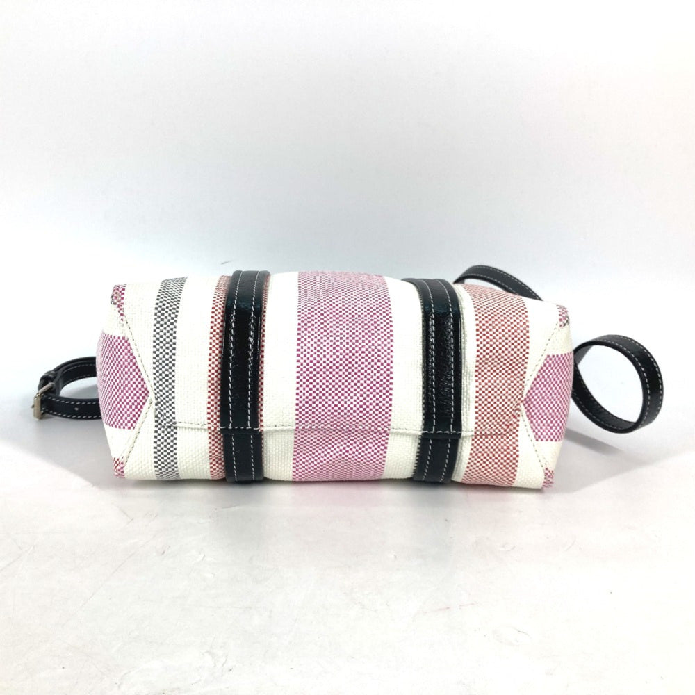 Balenciaga 671404 stripe 2WAY Shoulder Bag Crossbody Tote Bag Hand Bag pink Black x White — Like New