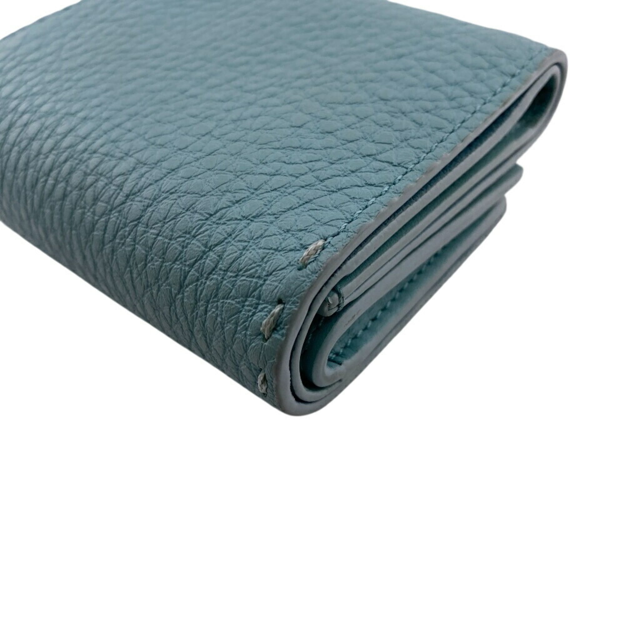 FENDI 8M0499 Selleria Peekaboo Micro L-Shaped Tri-Fold Wallet, Blue, Women's